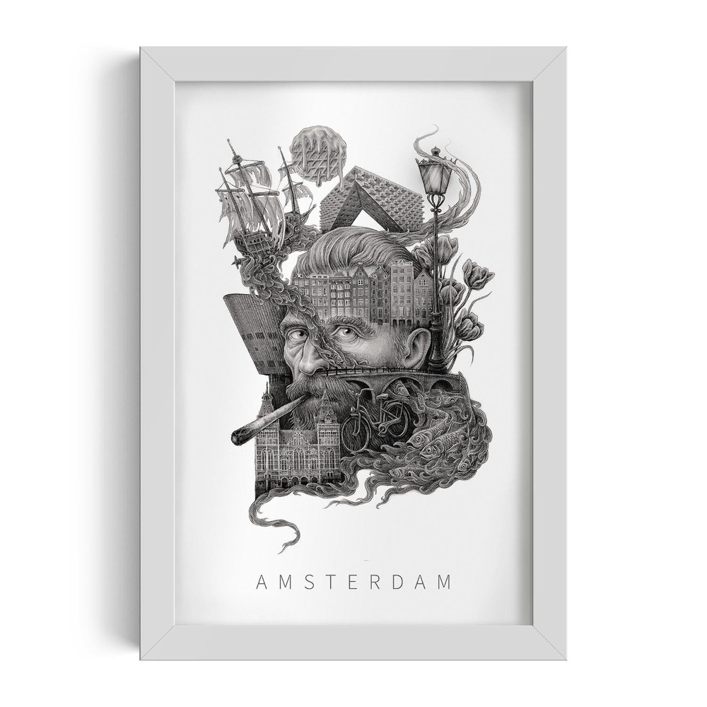 Obraz v rámu od Alicji Kocurek Amsterdam Černá a bílá