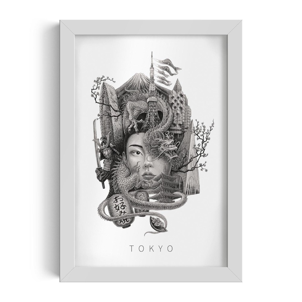 Obraz v rámu od Alicji Kocurek Tokio Černá a bílá