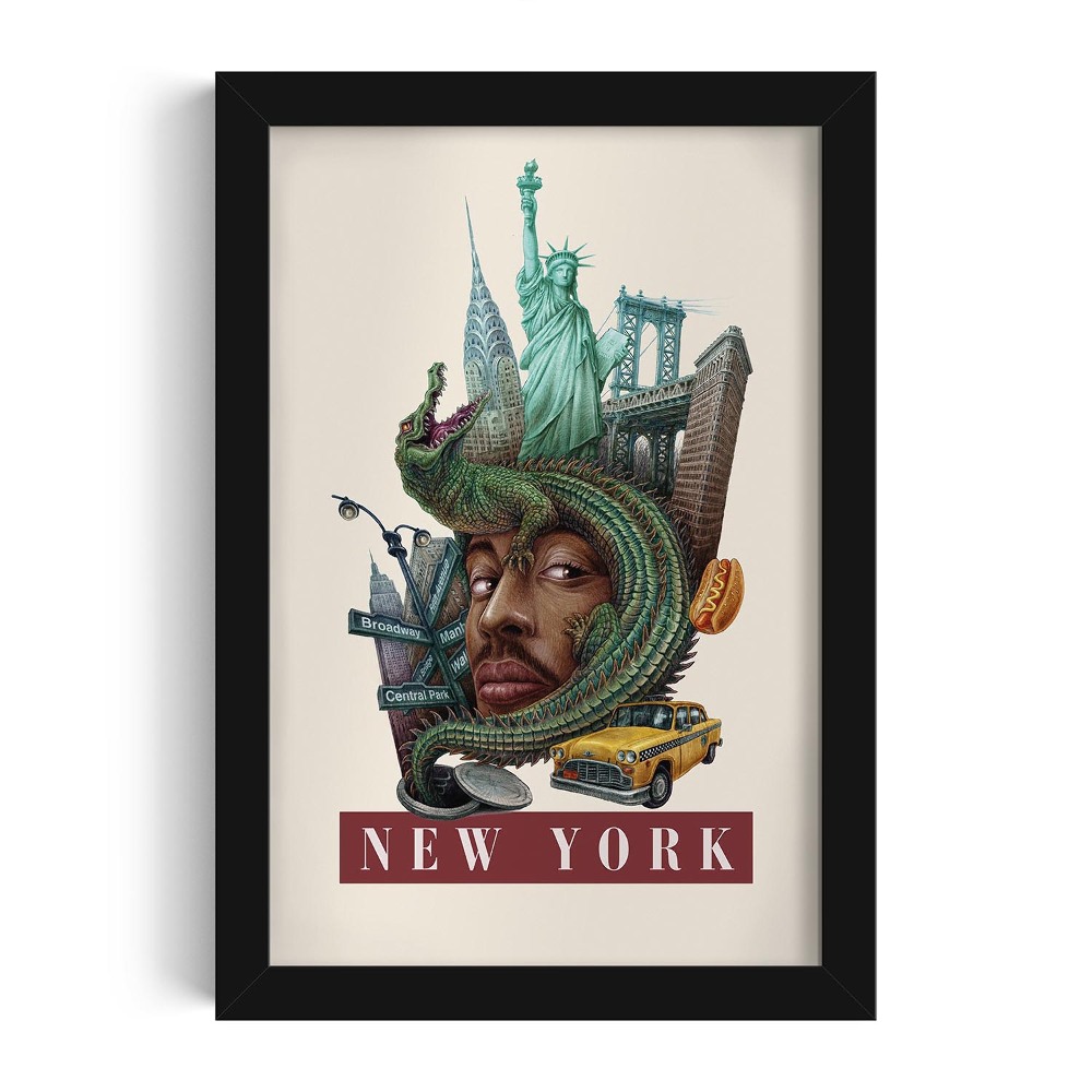 Obraz v černém rámu New York Vintage