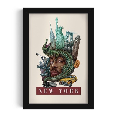 Obraz v černém rámu New York Vintage