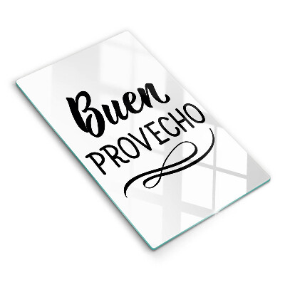 Krájecí prkénko skleněné Nápis Buen provecho