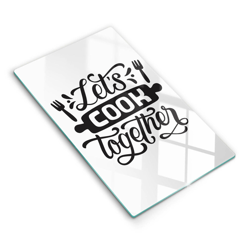 Skleněná deska do kuchyně Pojďme společně vařit titulek
