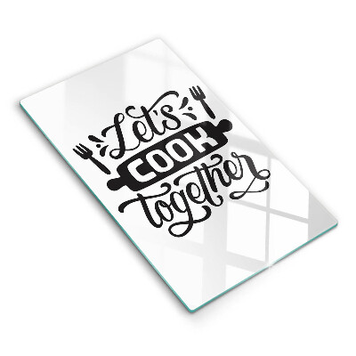 Skleněná deska do kuchyně Pojďme společně vařit titulek