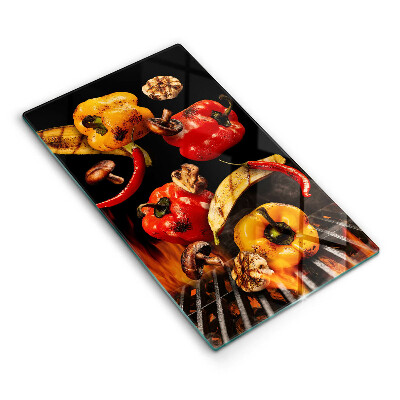 Krájecí prkénko skleněné Zelenina na grilu