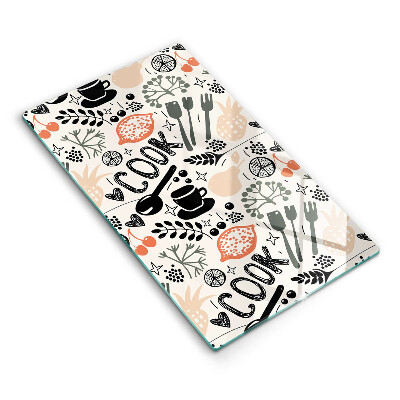 Skleněná krájecí deska Kreslený motiv kuchyně