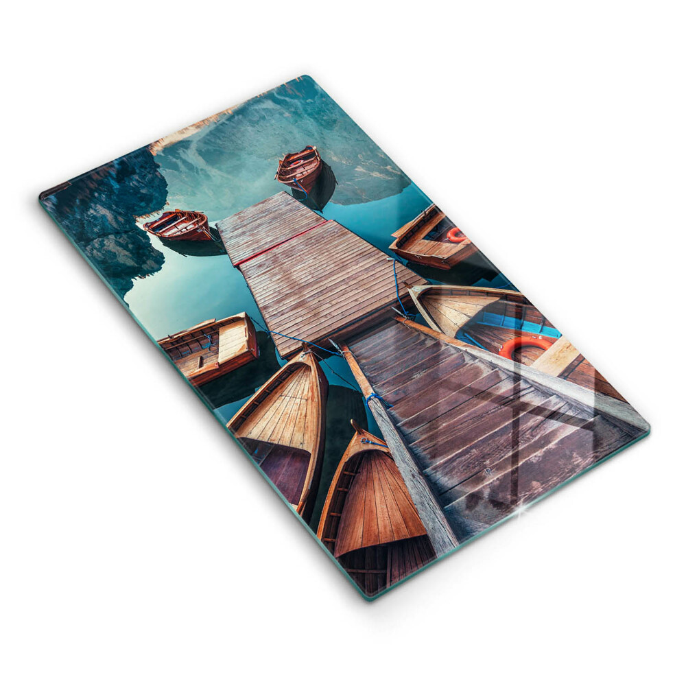 Skleněná deska do kuchyně Lodě na jezeře