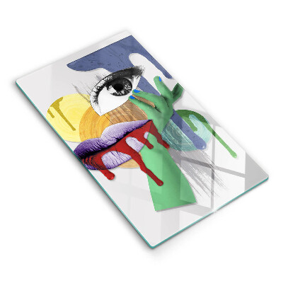 Krájecí prkénko skleněné Abstraktní umělecká koláž