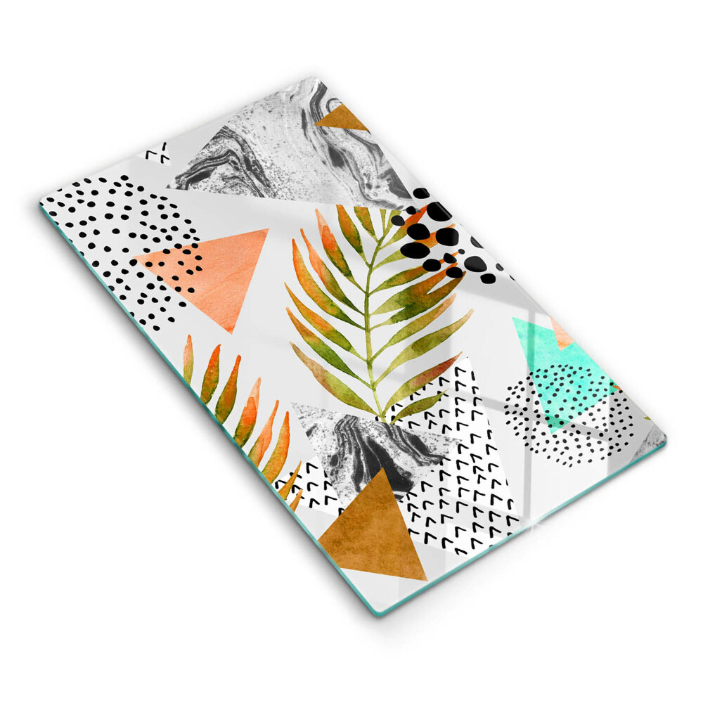 Skleněná deska do kuchyně Boho vzor listů