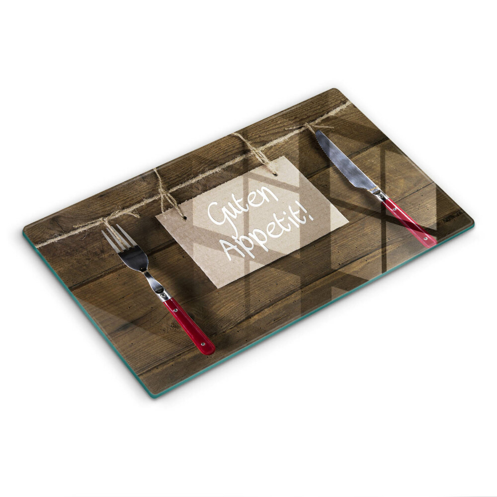 Skleněná krájecí deska Prkna nápis Guten Apetit