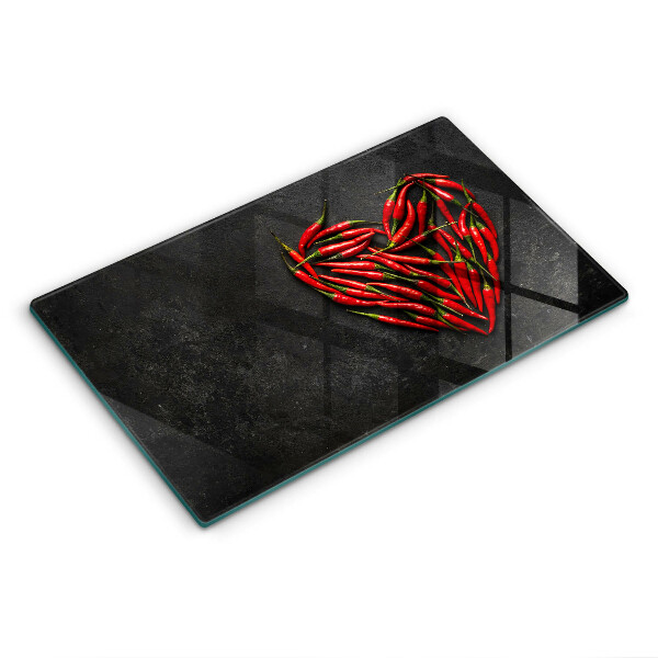 Krájecí prkénko skleněné Srdce z chilli papriček