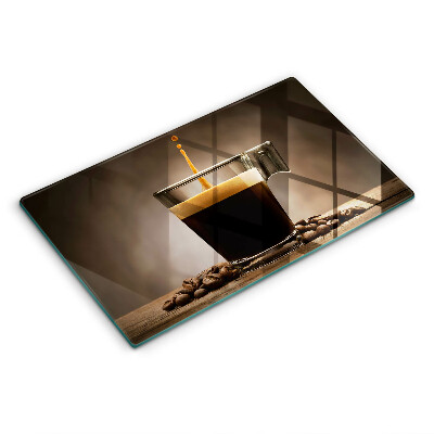 Skleněná krájecí deska Sklenice a kávová zrna