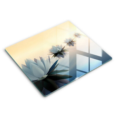 Skleněná krájecí deska 60x52 cm Květiny lilie na vodě