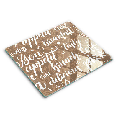 Skleněná deska do kuchyně 60x52 cm Nápis Bon appetit