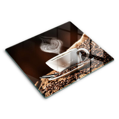 Skleněná deska do kuchyně 60x52 cm Káva a šálek