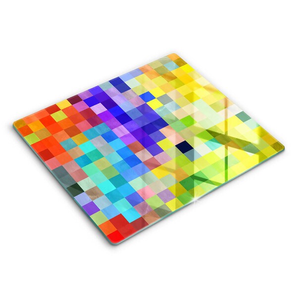 Skleněná deska do kuchyně 60x52 cm Barevné pixelové čtverečky
