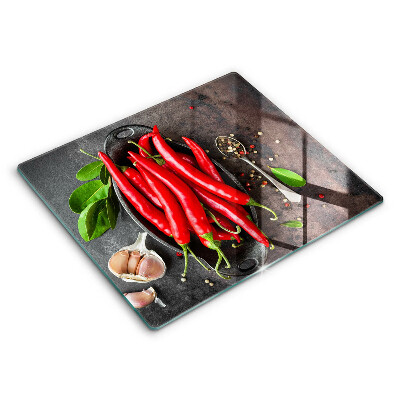 Skleněné krájecí prkénko 60x52 cm Červené chilli papričky