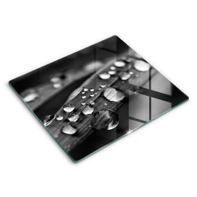 Krájecí prkénko skleněné 60x52 cm Kapky rosy na listech