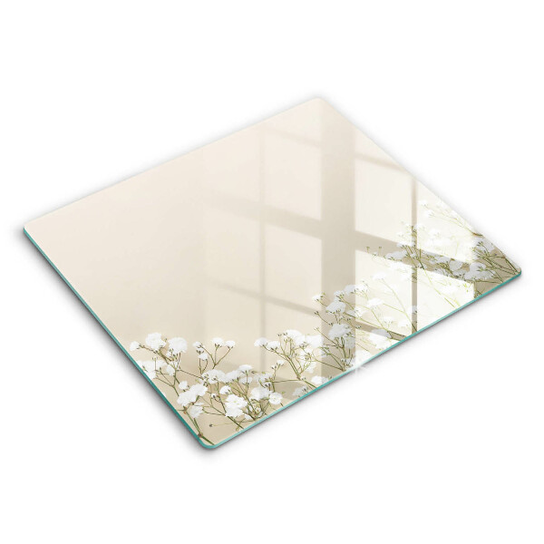 Skleněná deska do kuchyně 60x52 cm Gypsophila boho květiny