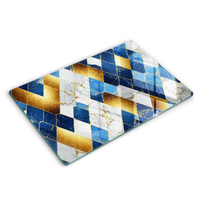 Krájecí prkénko skleněné 80x52 cm Zlatý kosočtverečný mramor