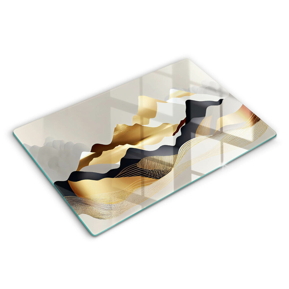 Krájecí prkénko skleněné 80x52 cm Abstraktní zlaté hory