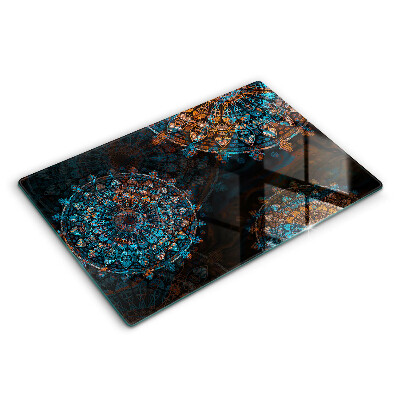 Skleněné krájecí prkénko 80x52 cm Boho vintage kruhy