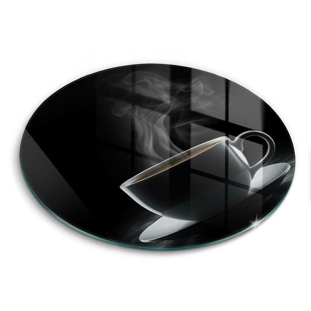 Skleněná krájecí deska okrągła Šálek horké kávy