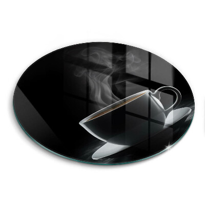 Skleněná krájecí deska okrągła Šálek horké kávy