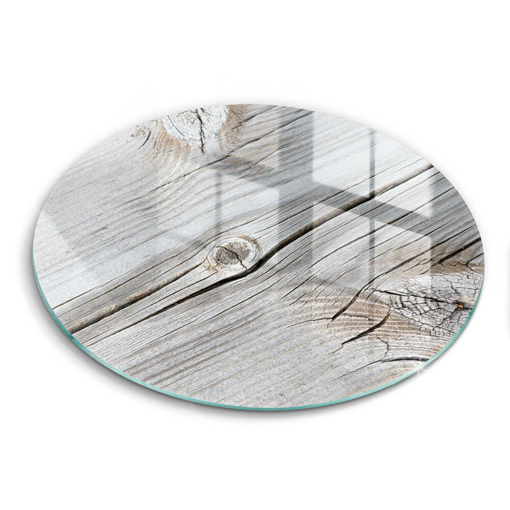 Skleněná krájecí deska okrągła Lehká textura dřeva