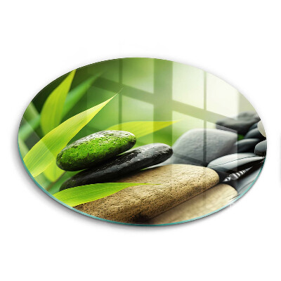 Skleněné krájecí prkénko okrągła Zenové bambusové kameny