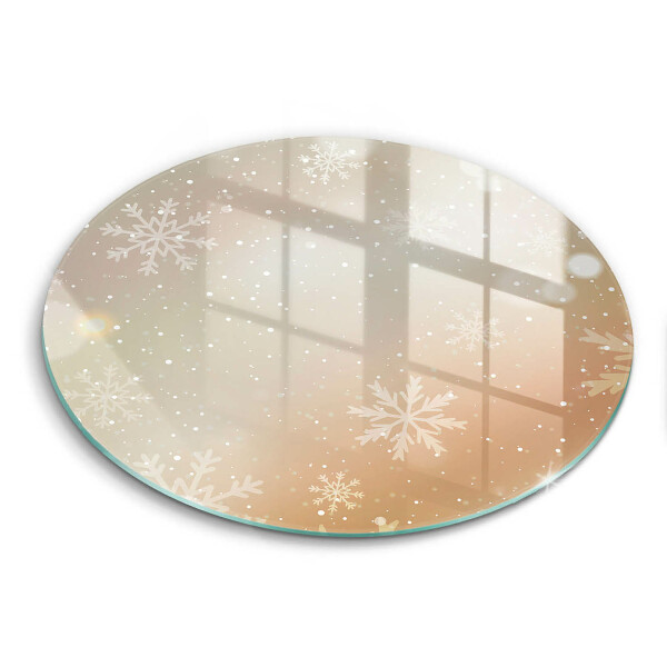 Skleněná deska do kuchyně okrągła Sněhové vločky