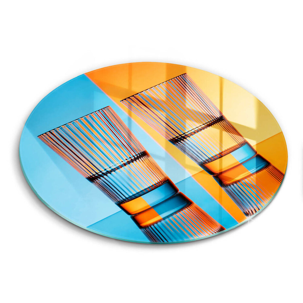 Skleněná deska do kuchyně okrągła Dvě sklenice vody