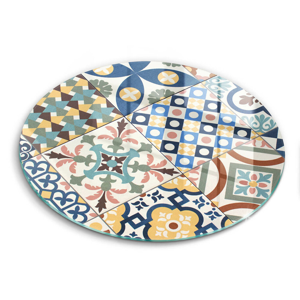 Skleněná deska do kuchyně okrągła Dekorativní dlaždice