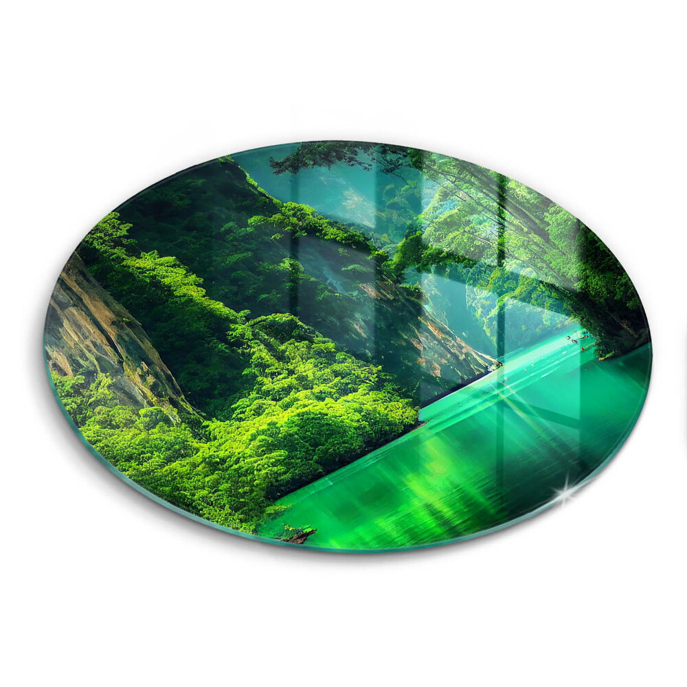 Krájecí prkénko skleněné okrągła Krajina s lagunou