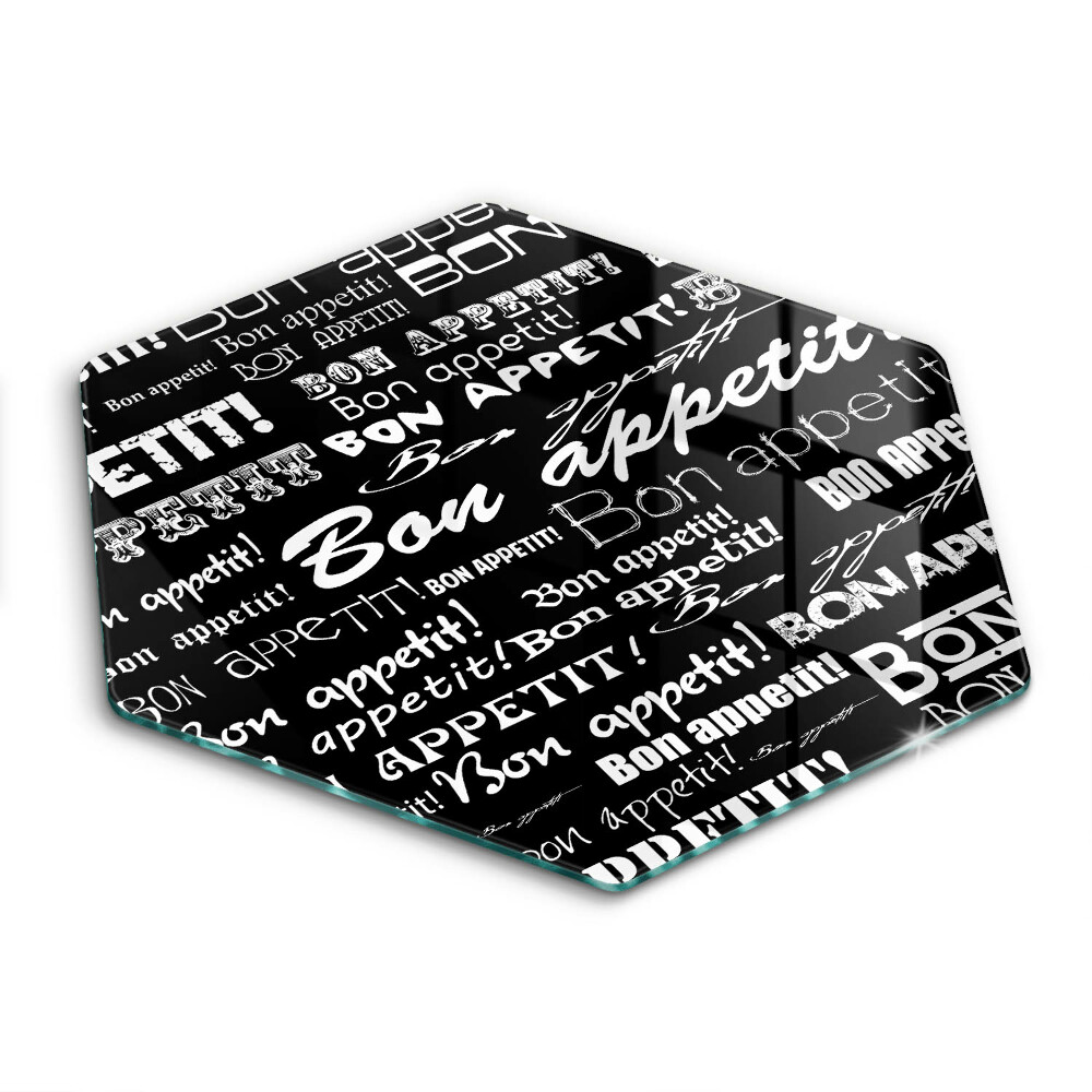 Skleněné krájecí prkénko Kuchyňský nápis Bon appetit