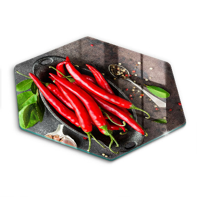 Skleněná krájecí deska Červené chilli papričky