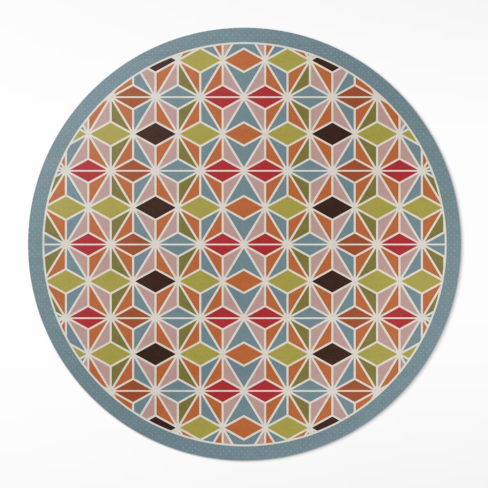 Kulatý vinylový koberec Pastelový geometrický vzor