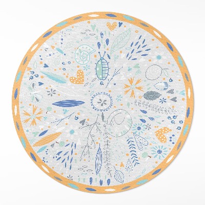 Kulatý vinylový koberec Divoké květiny v pastelových barvách