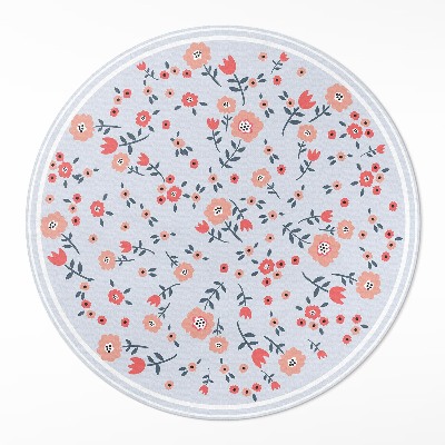 Kulatý vinylový koberec Jemné květiny v pastelových barvách