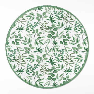 Kulatý vinylový koberec Akvarelové lístky v jemném stylu