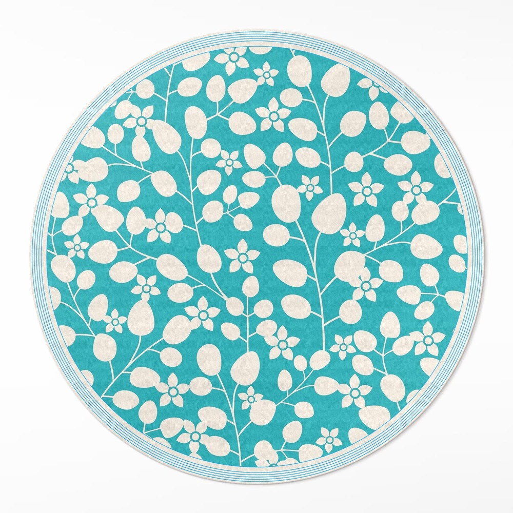 Kulatý vinylový koberec Kompozice divokých květin a listů