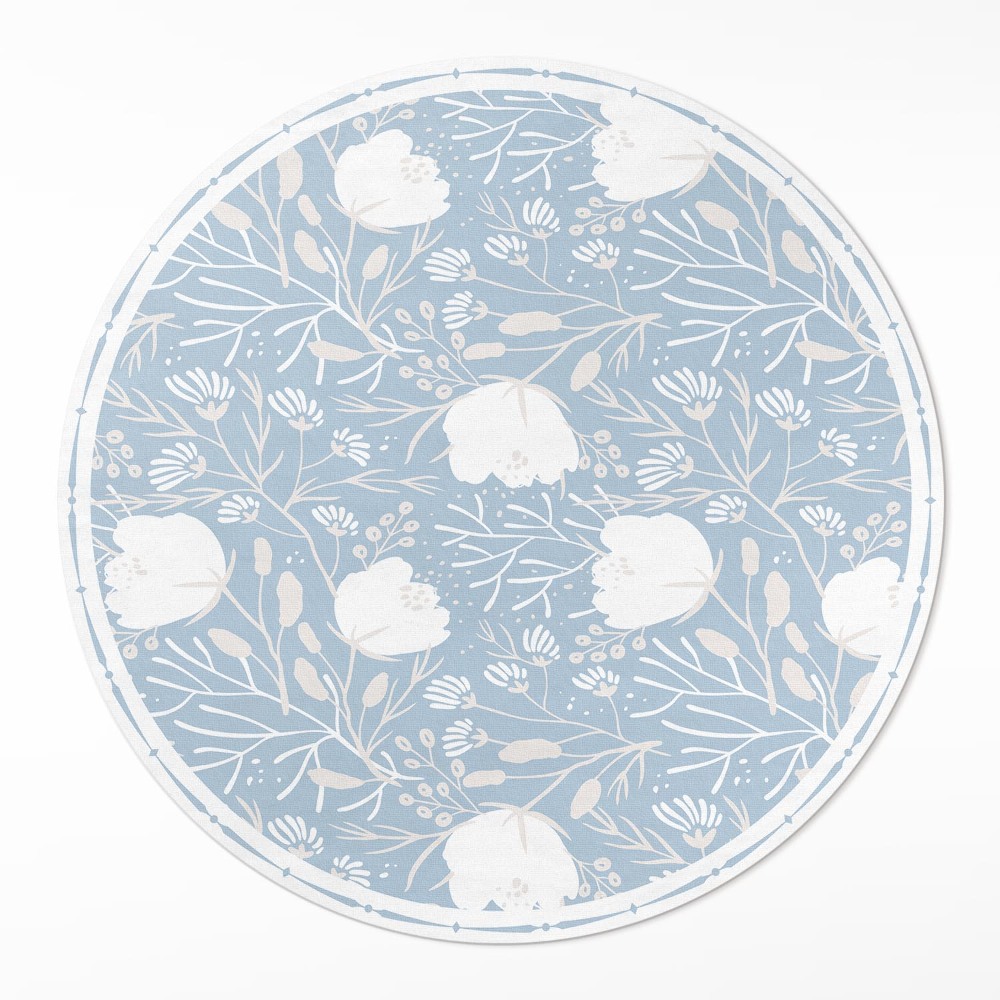 Kulatý vinylový koberec Krásné květiny na pastelovém pozadí