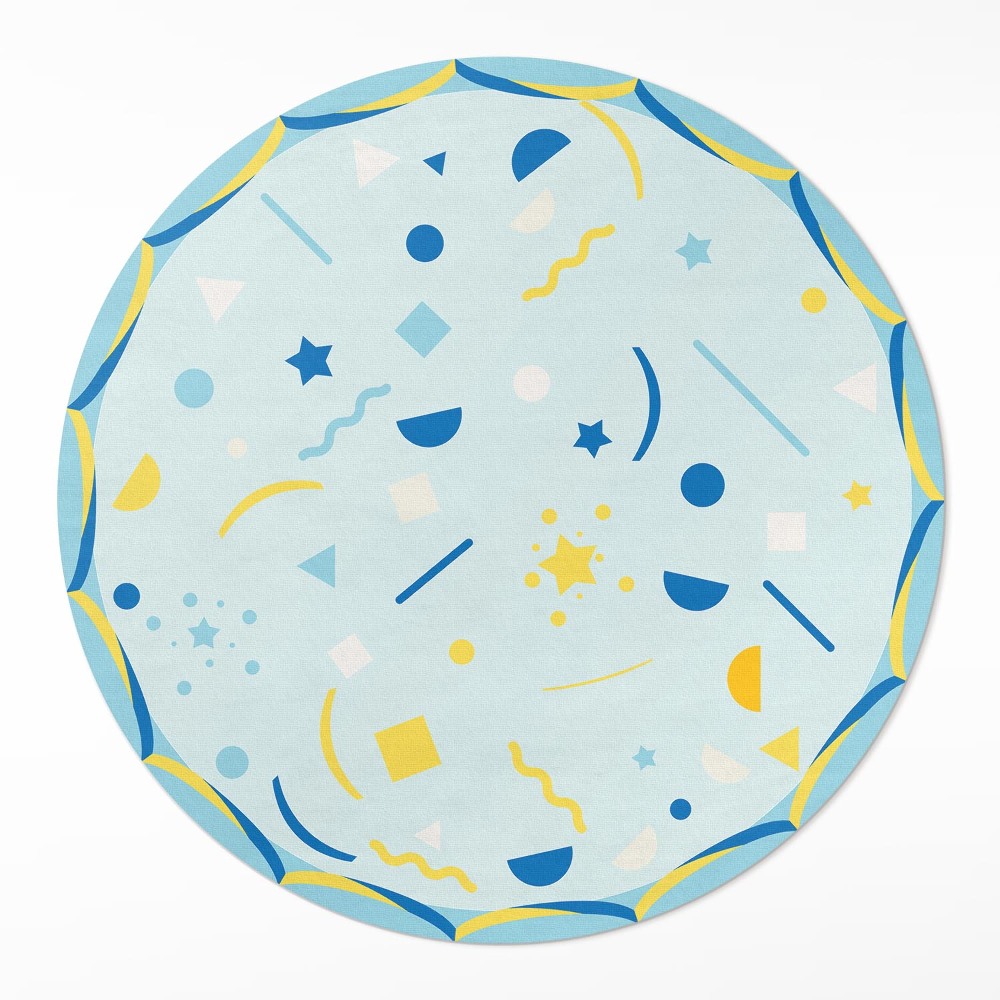 Kulatý vinylový koberec Abstrakce ikon a grafik