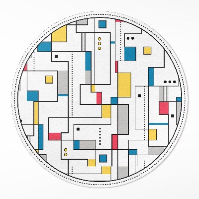 Kulatý vinylový koberec Barevná abstrakce linií