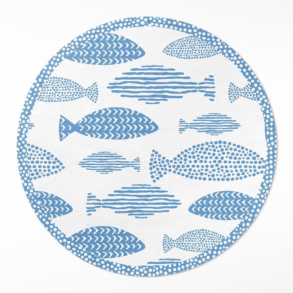 Kulatý vinylový koberec Vzorované ryby na světlém pozadí