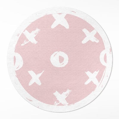 Kulatý vinylový koberec Kroužky a křížky na pastelovém pozadí