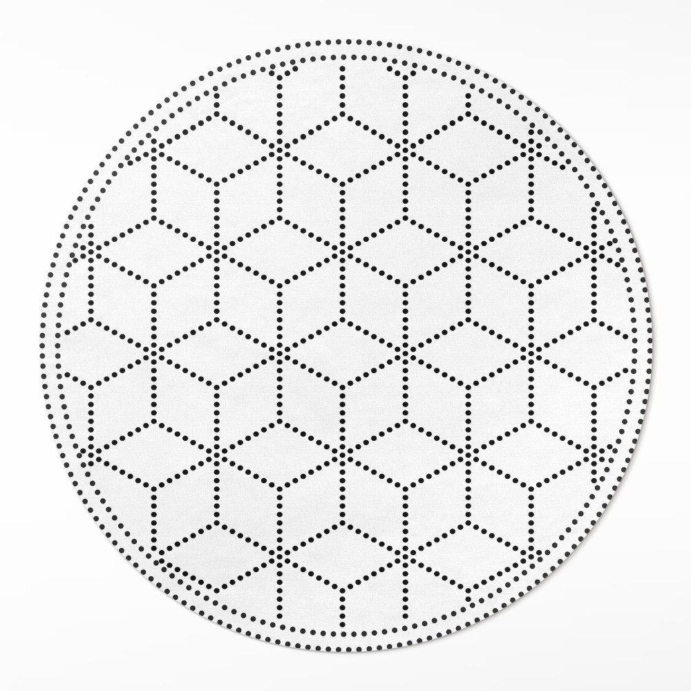 Kulatý vinylový koberec Kostky krychle 3D moderní tečky