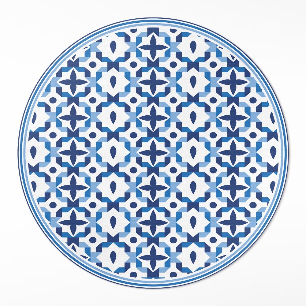 Kulatý vinylový koberec Španělská mozaika ozdobný vzor