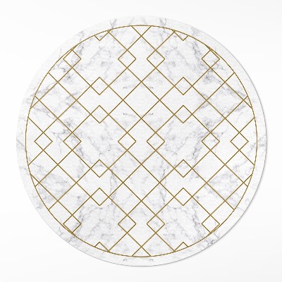 Kulatý vinylový koberec Kosočtverce na světlém mramoru