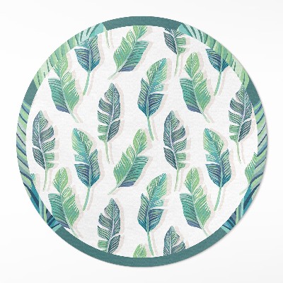 Kulatý vinylový koberec Boho peří v jemném stylu