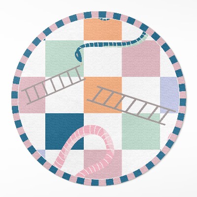 Kulatý vinylový koberec Barevná abstraktní šachovnice